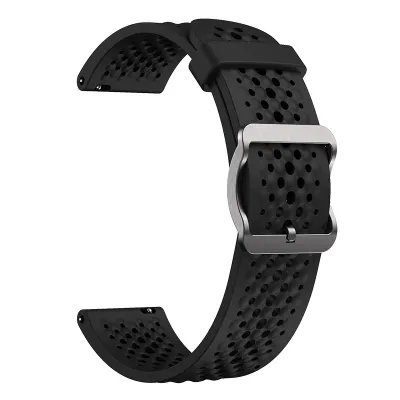 22mm Breathable Silicone Sport Strap Soft Sweatproof Perforated Wristband with Stainless Steel Buckle